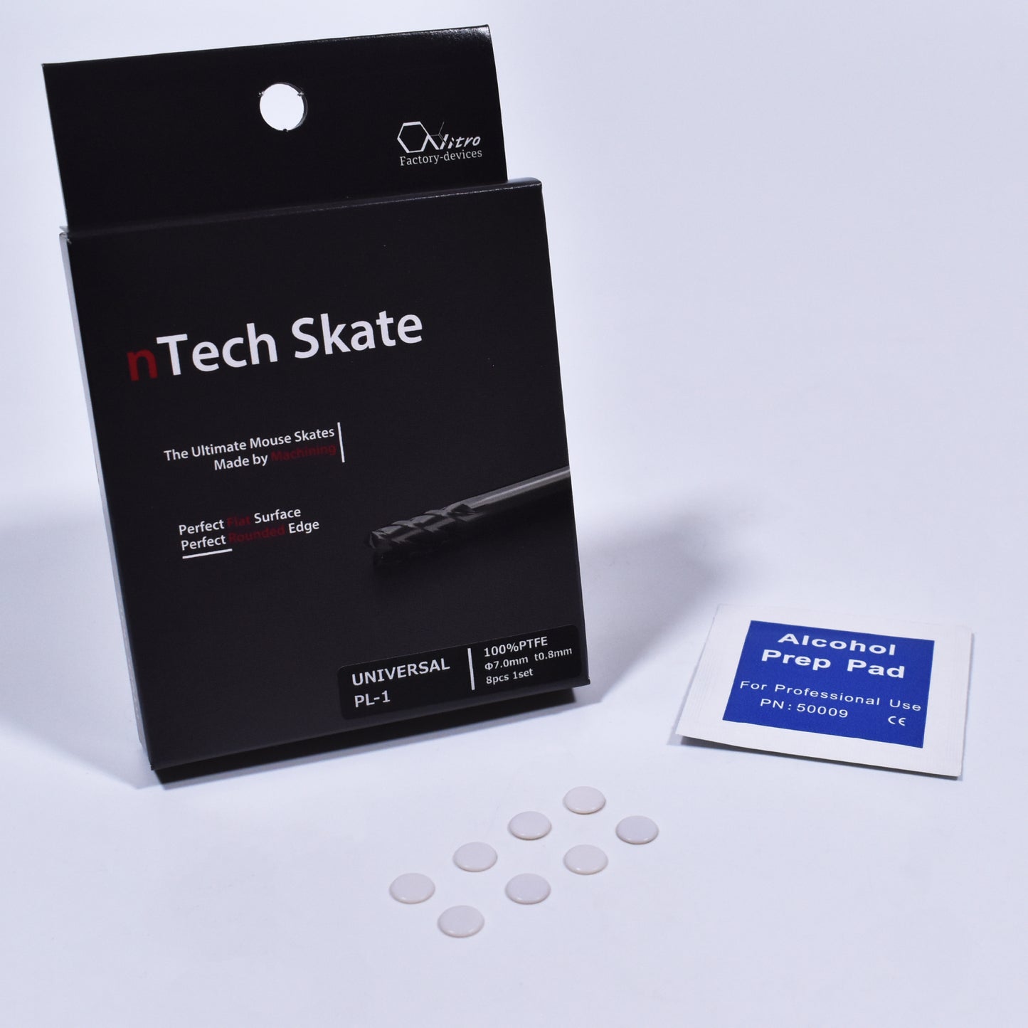nTech Skate for Universal PL-1 DR-1 ×1set 8個入 [汎用丸型/直径7.0mm] 100%PTFE ジュラコン®素材